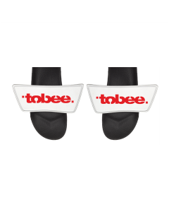 Badelatschen "TOBEE Logo" weiß, schwarze Sohle