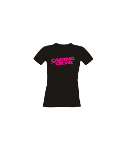Girly-Shirt "CARINA CRONE Logo" schwarz, pinker Druck
