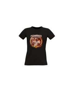 Girly-Shirt "PIZZABÄCKER" schwarz