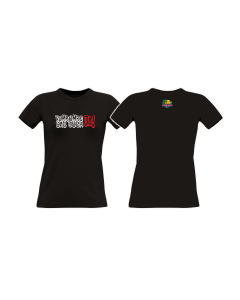 Girly-Shirt „RUMBOMBE SAG DOCH JA” schwarz