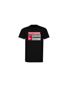 T-Shirt "TESTSIEGER BUMSBAR" schwarz