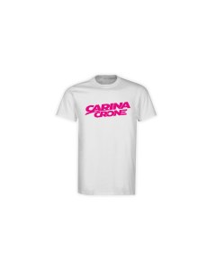 T-Shirt "CARINA CRONE Logo" weiß, pinker Druck