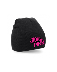 Beanie "MILLA PINK Logo" schwarz, bestickt