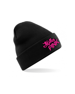 Wollmütze mit Krempe "MILLA PINK Logo" schwarz, bestickt