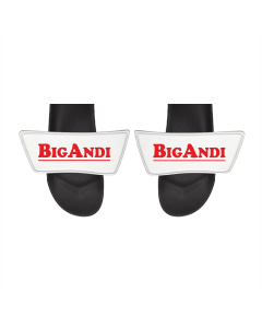 Badelatschen "BIGANDI Logo" weiß, schwarze Sohle