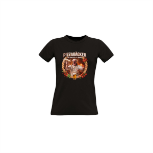 Girly-Shirt "PIZZABÄCKER" schwarz