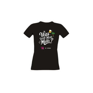 Girly-Shirt "WAS WILL MAN MEHR?" schwarz