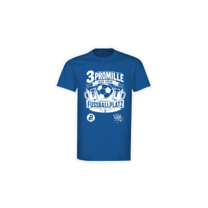 T-Shirt "3 PROMILLE AUF DEM FUSSBALLPLATZ" blau