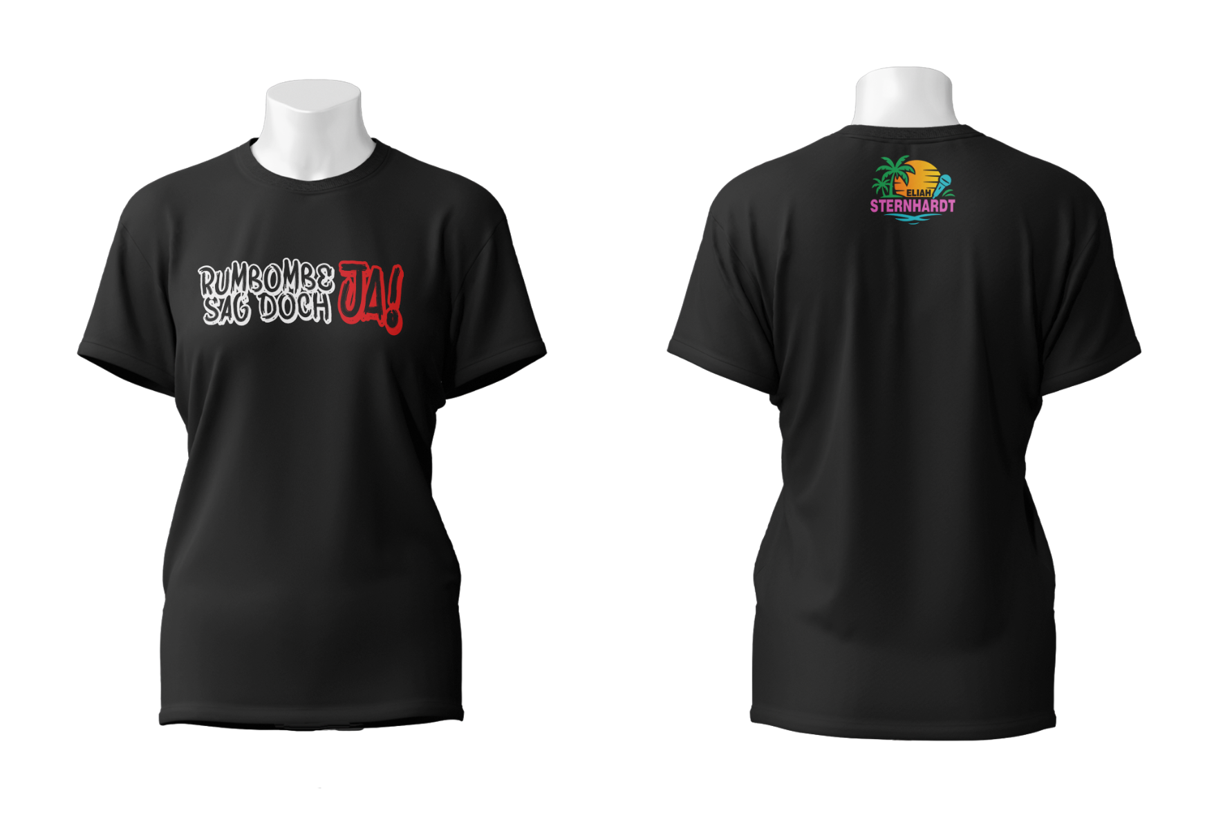 Girly-Shirt „RUMBOMBE SAG DOCH JA” schwarz