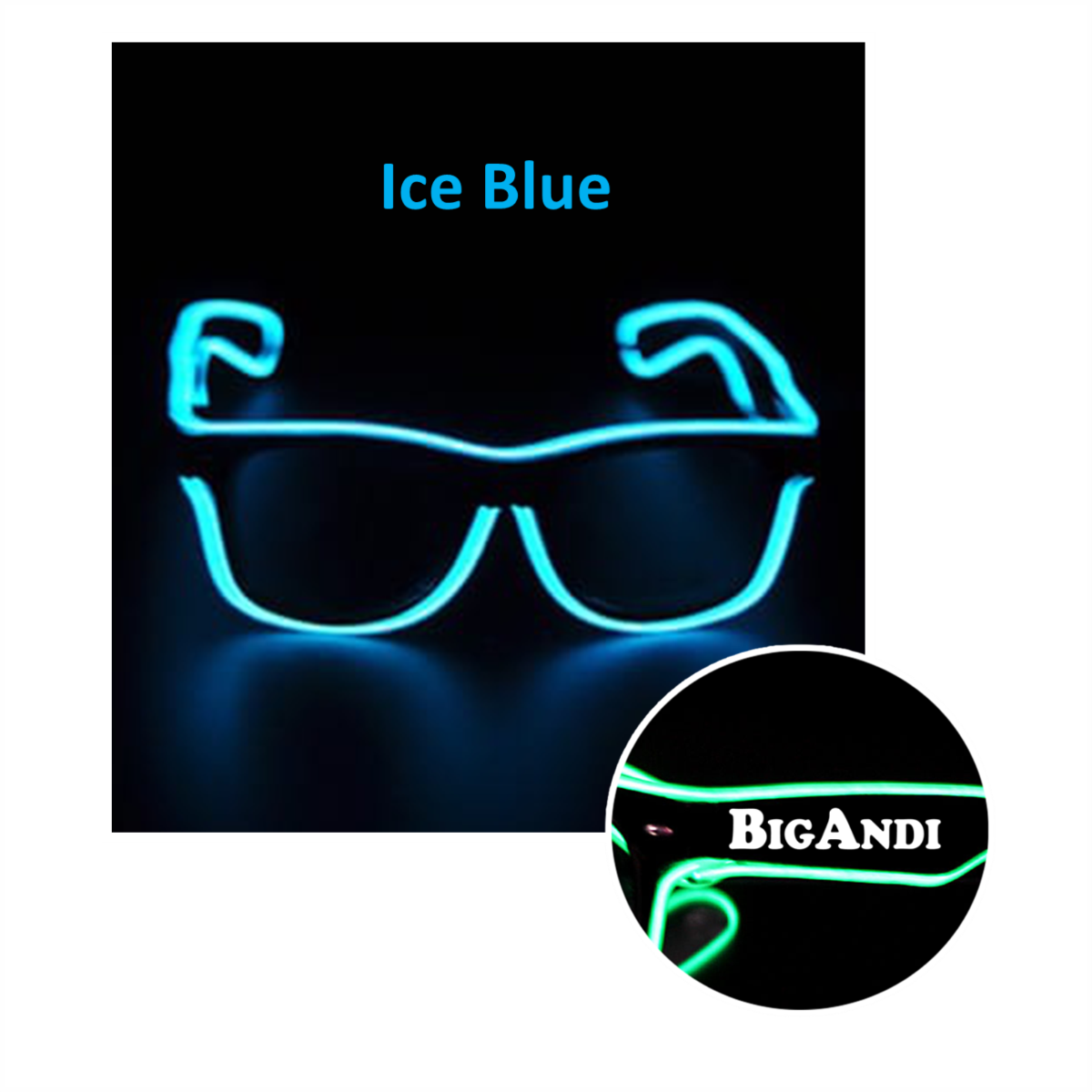 LED-Blinkbrille "BIGANDI Logo", blau