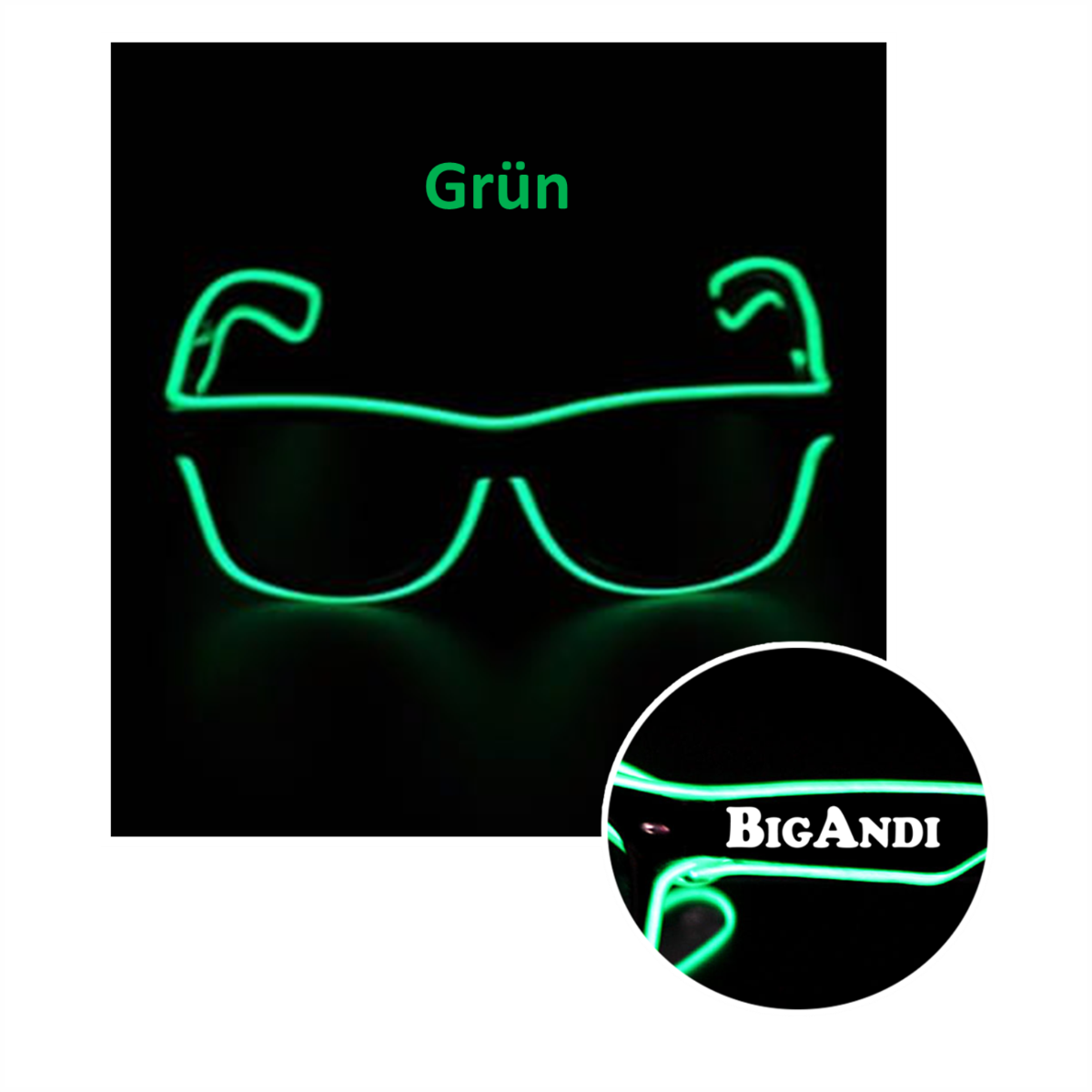 LED-Blinkbrille "BIGANDI Logo", grün