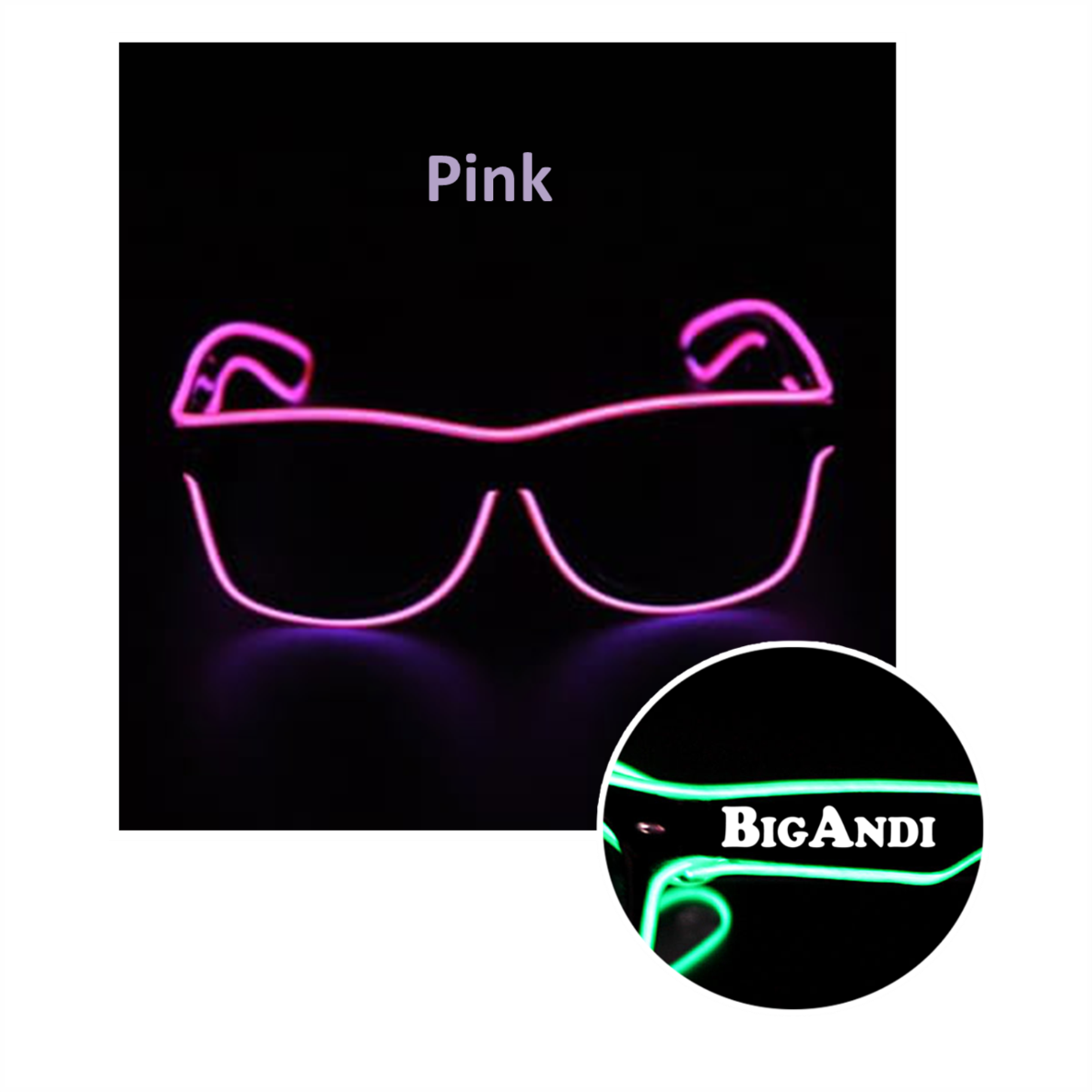 LED-Blinkbrille "BIGANDI Logo", pink