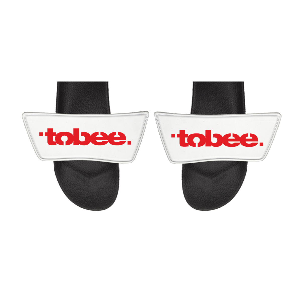 Badelatschen "TOBEE Logo" weiß, schwarze Sohle