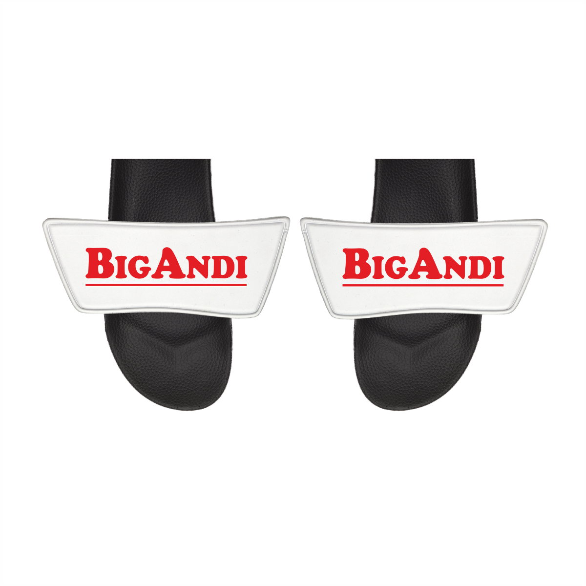 Badelatschen "BIGANDI Logo" weiß, schwarze Sohle