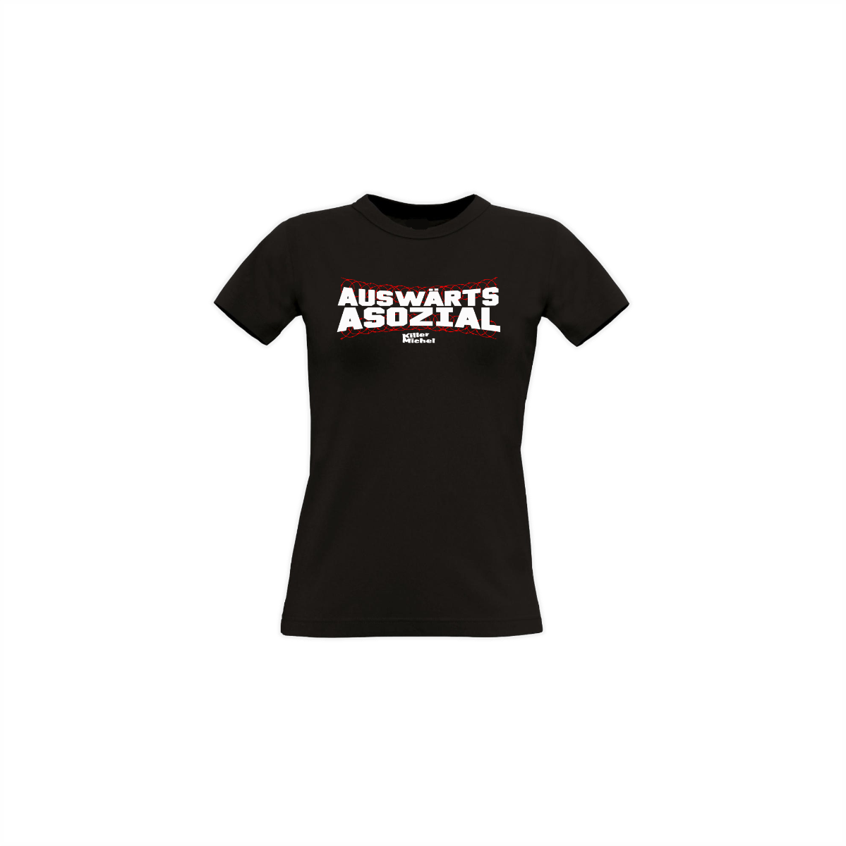Girly-Shirt "AUSWÄRTS ASOZIAL" schwarz