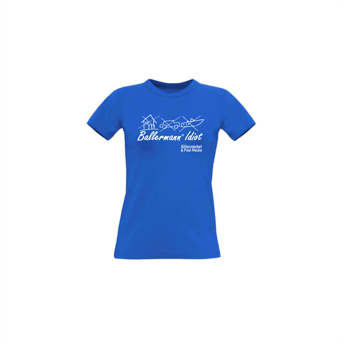 Girly-Shirt "BALLERMANN® IDIOT" blau