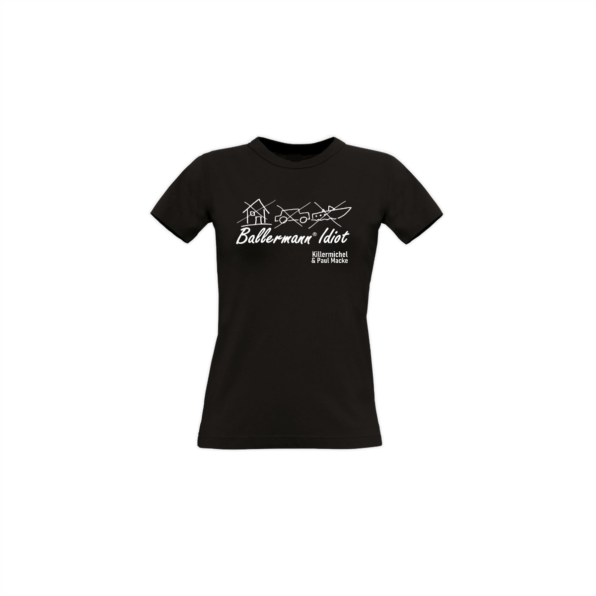 Girly-Shirt "BALLERMANN® IDIOT" schwarz
