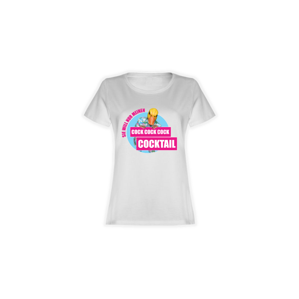Girly-Shirt "COCK COCK COCKTAIL" weiß
