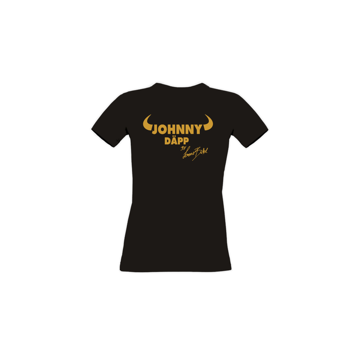 Girly-Shirt „JOHNNY DÄPP” Logo gold