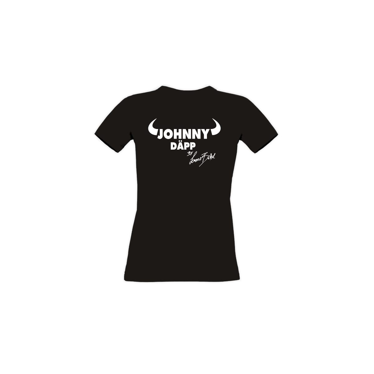 Girly-Shirt „JOHNNY DÄPP” Logo weiss