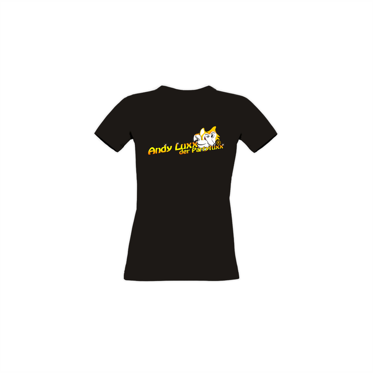 Girly-Shirt "ANDY LUXX DER PARTYFUXX Logo" gelb, schwarz