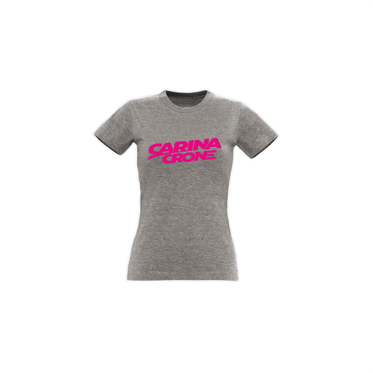 Girly-Shirt "CARINA CRONE Logo" grau, pinker Druck