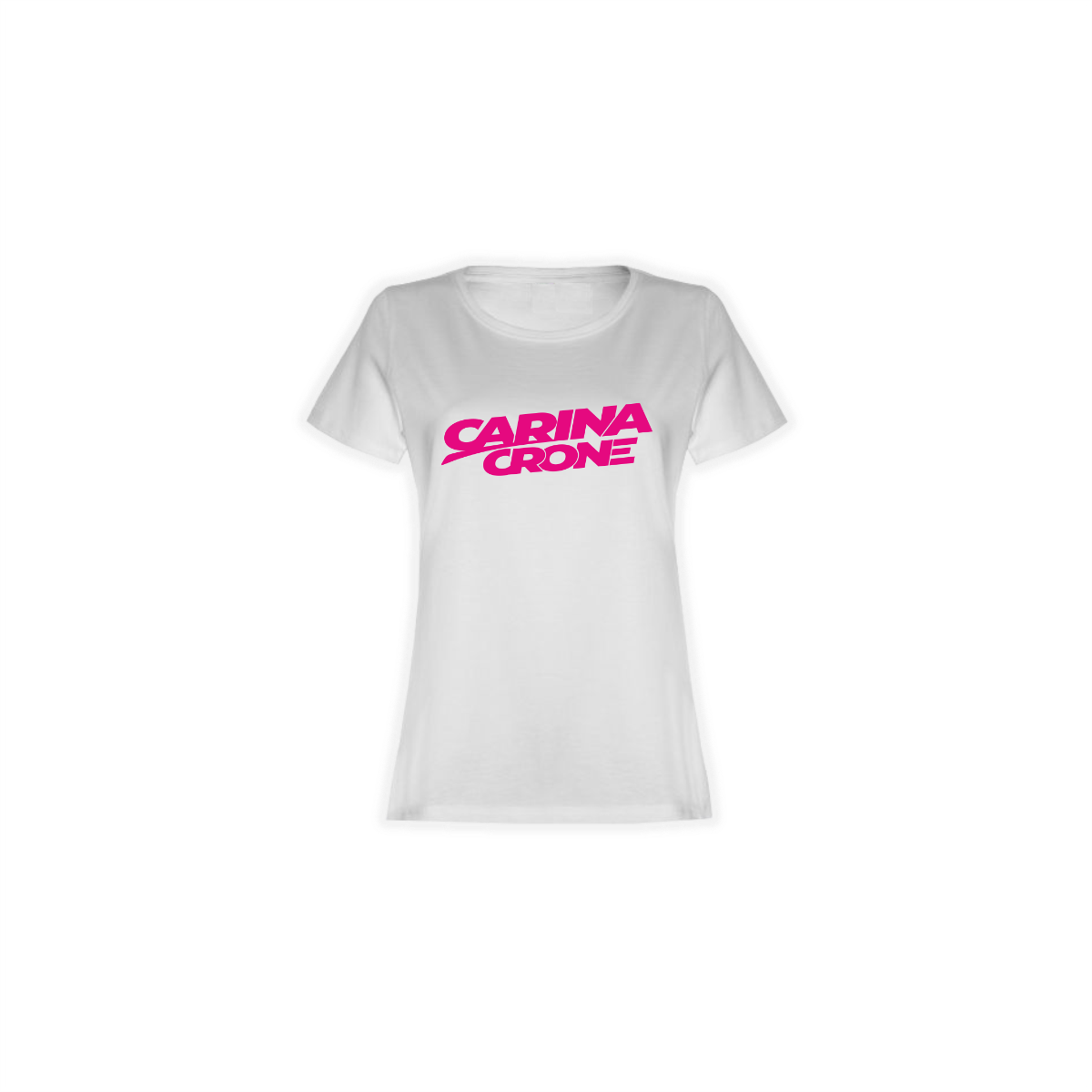Girly-Shirt "CARINA CRONE Logo" weiß, pinker Druck