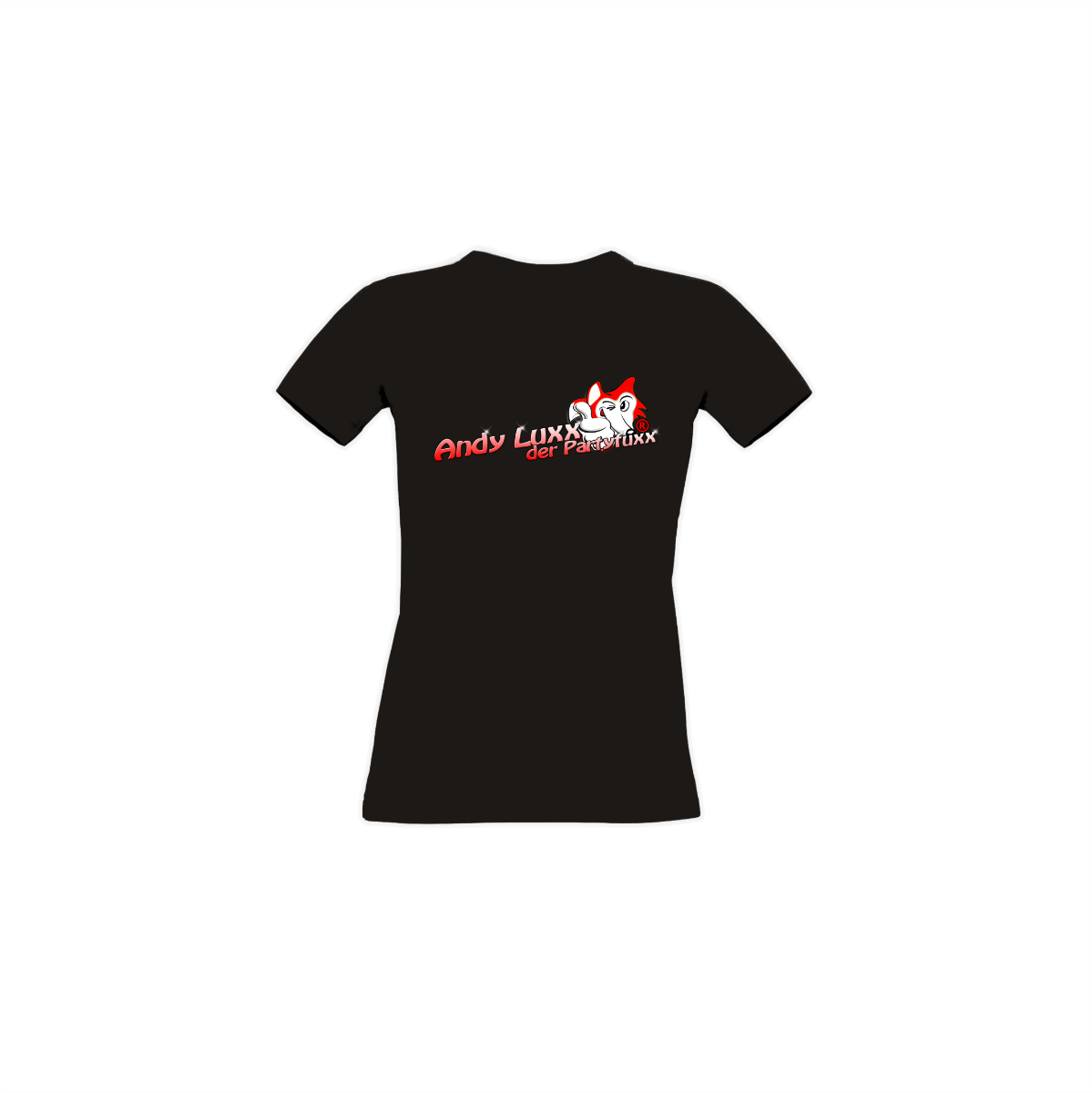 Girly-Shirt "ANDY LUXX DER PARTYFUXX Logo" rot, schwarz