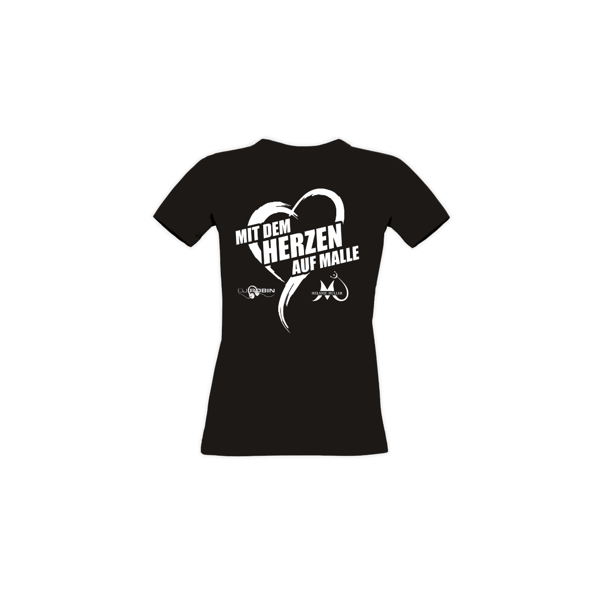 Girly-Shirt "MIT DEM HERZEN AUF MALLE" schwarz