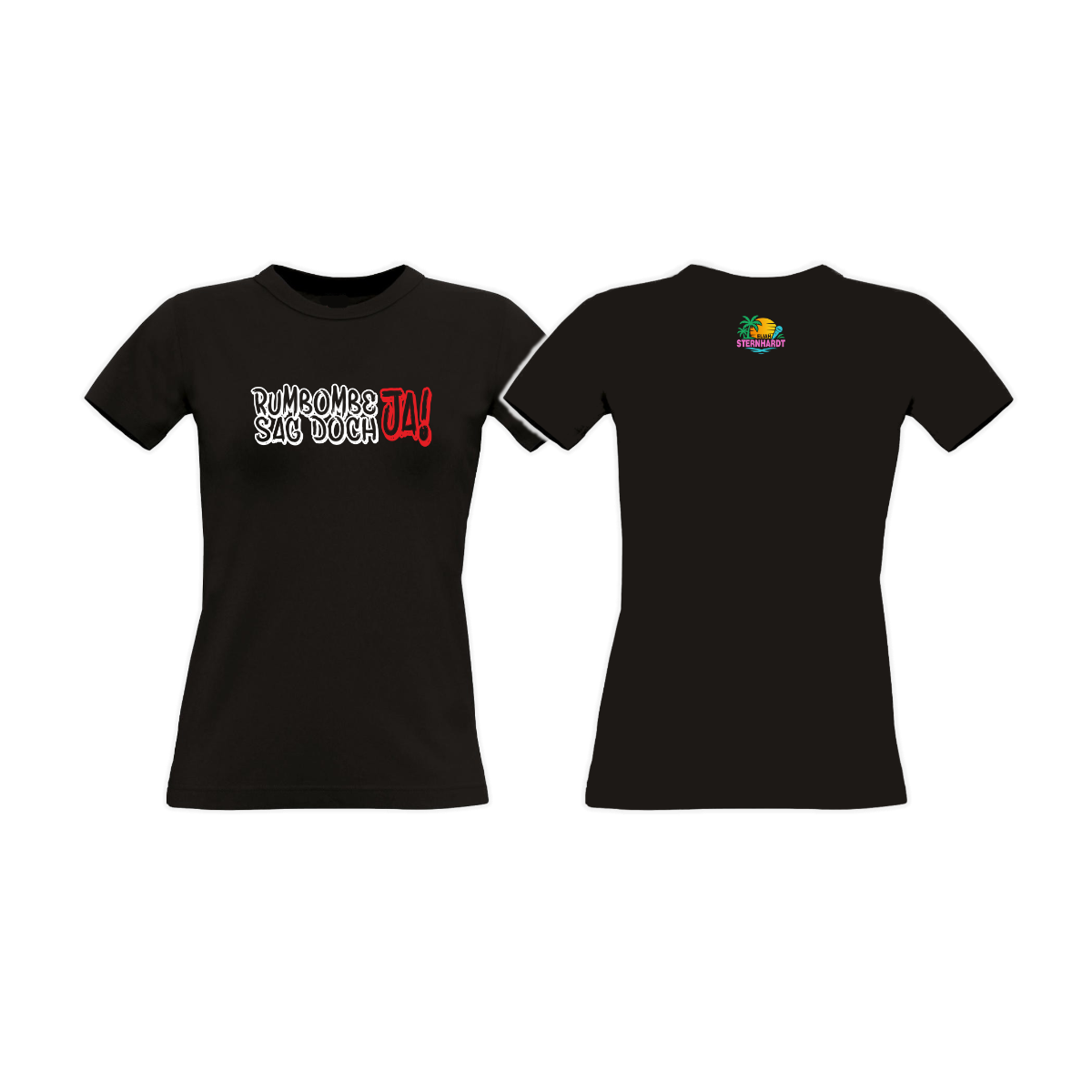 Girly-Shirt „RUMBOMBE SAG DOCH JA” schwarz