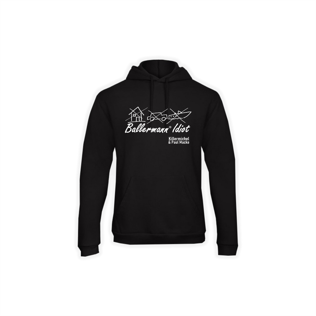 Kapuzen Sweat-Shirt "BALLERMANN® IDIOT" schwarz