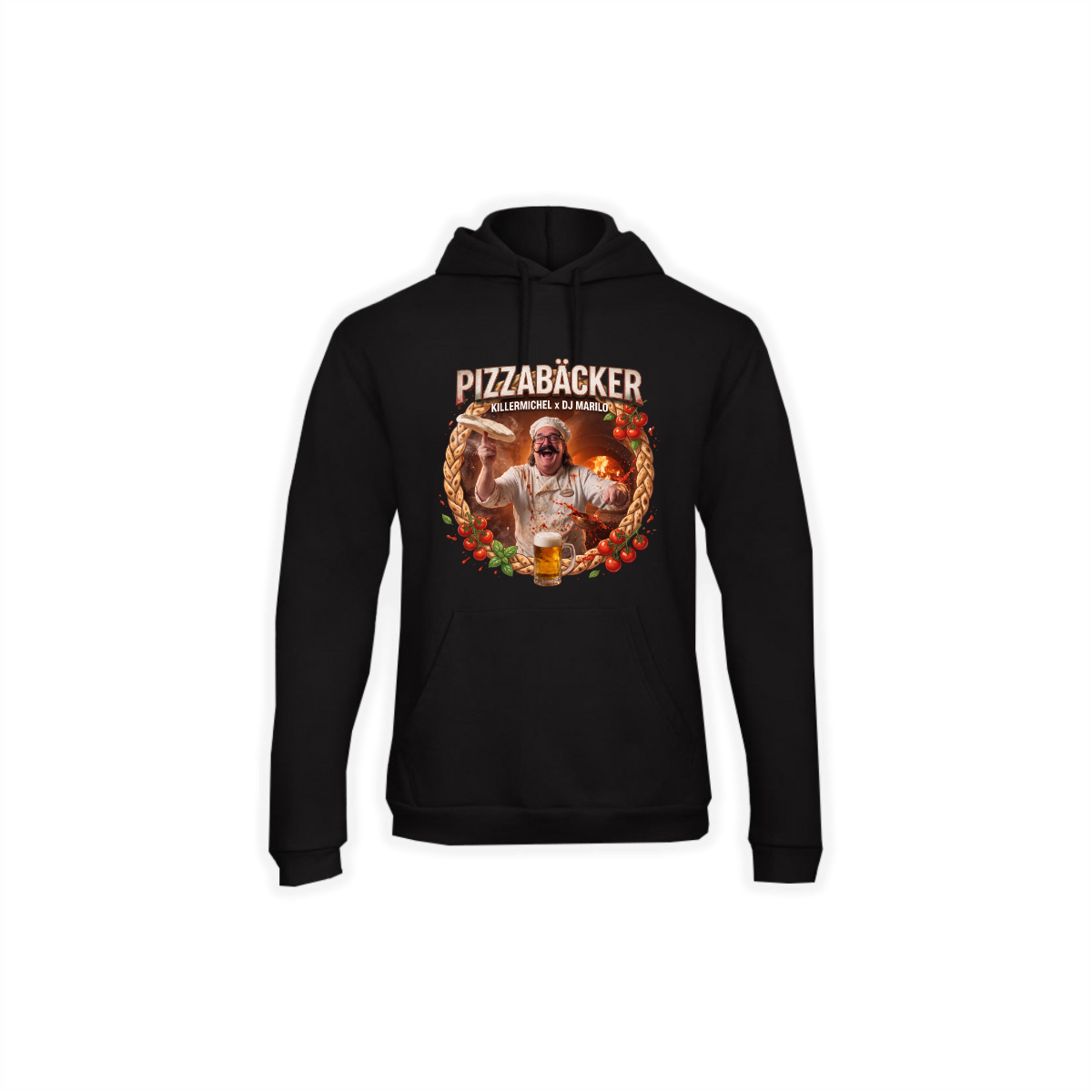 Kapuzen Sweat-Shirt "PIZZABÄCKER" schwarz