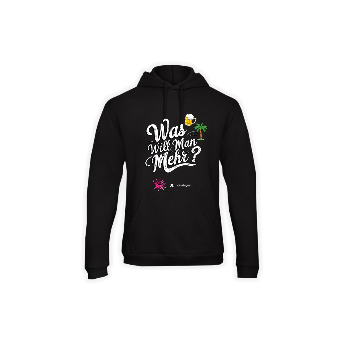 Kapuzen Sweat-Shirt "WAS WILL MAN MEHR?" schwarz