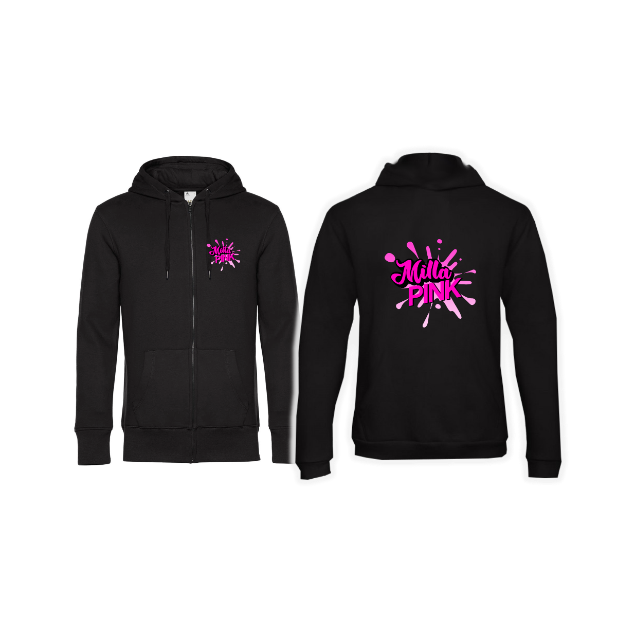 Kapuzen Zipper "MILLA PINK Logo" schwarz