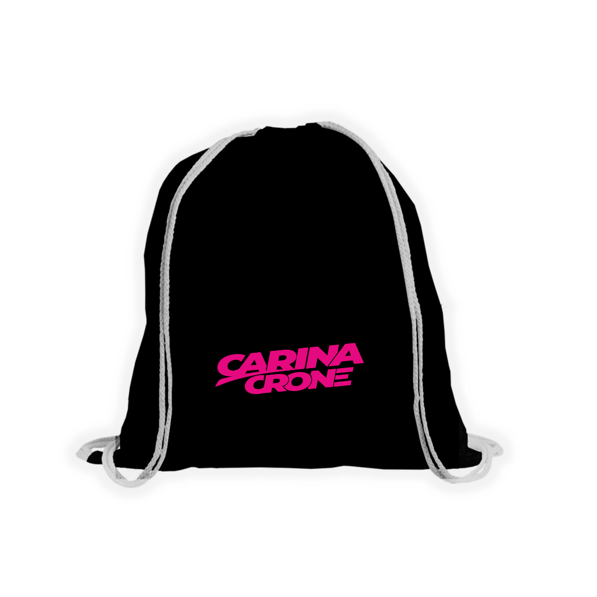 Stoffbeutel "CARINA CRONE Logo" schwarz, pinker Druck