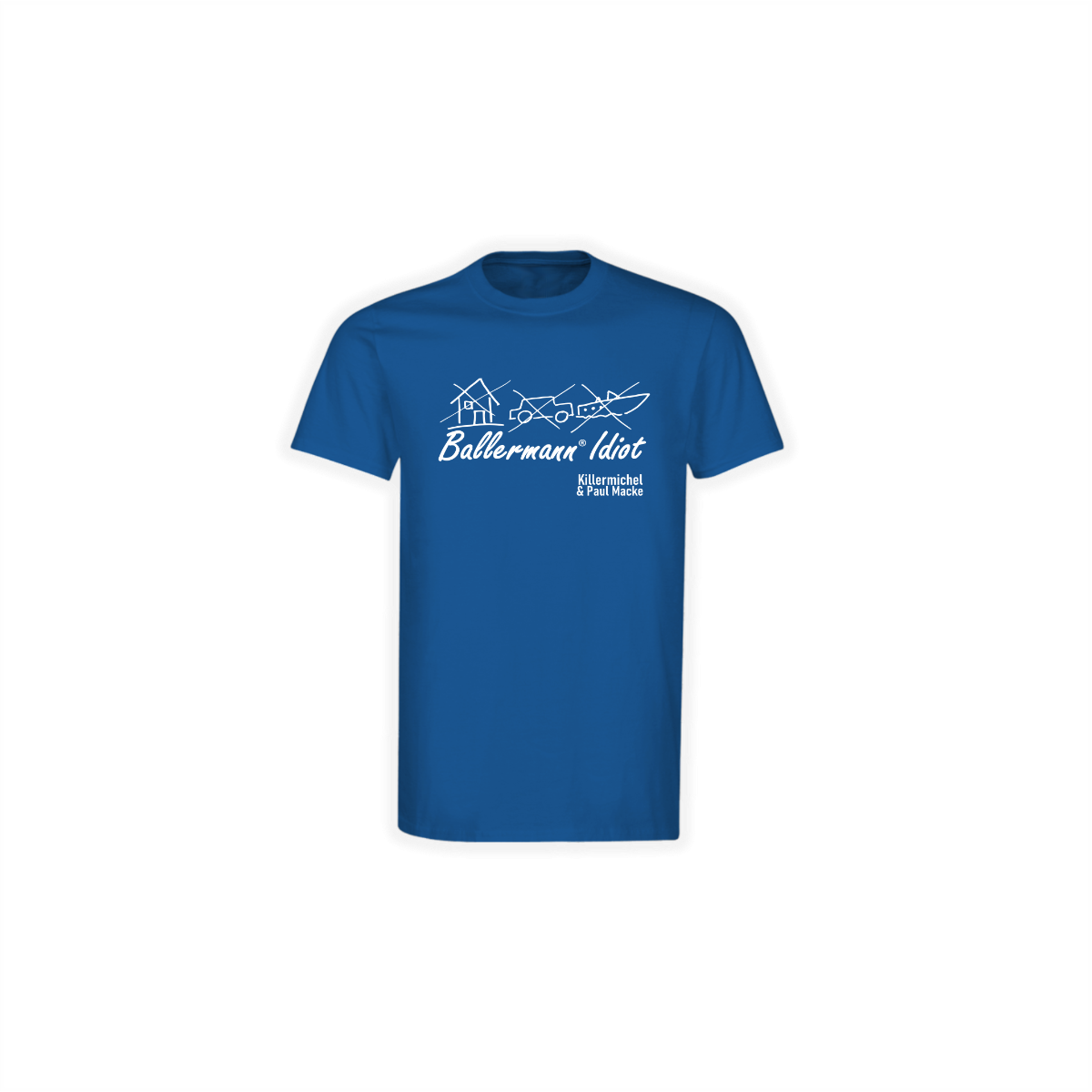 T-Shirt "BALLERMANN® IDIOT" blau