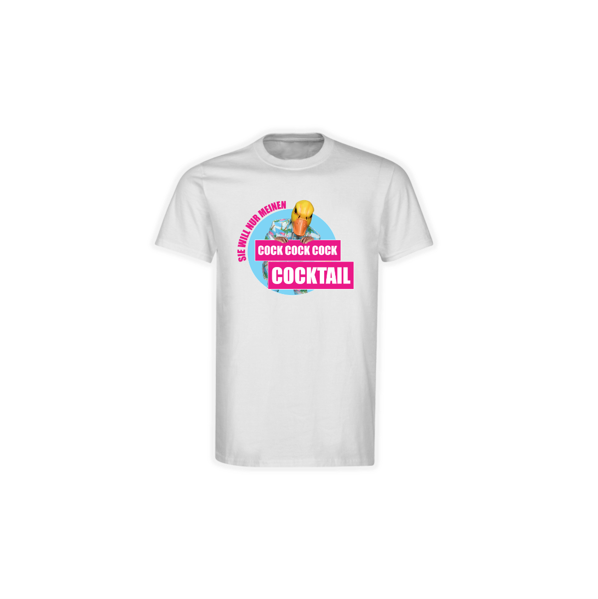 T-Shirt "COCK COCK COCKTAIL" weiß