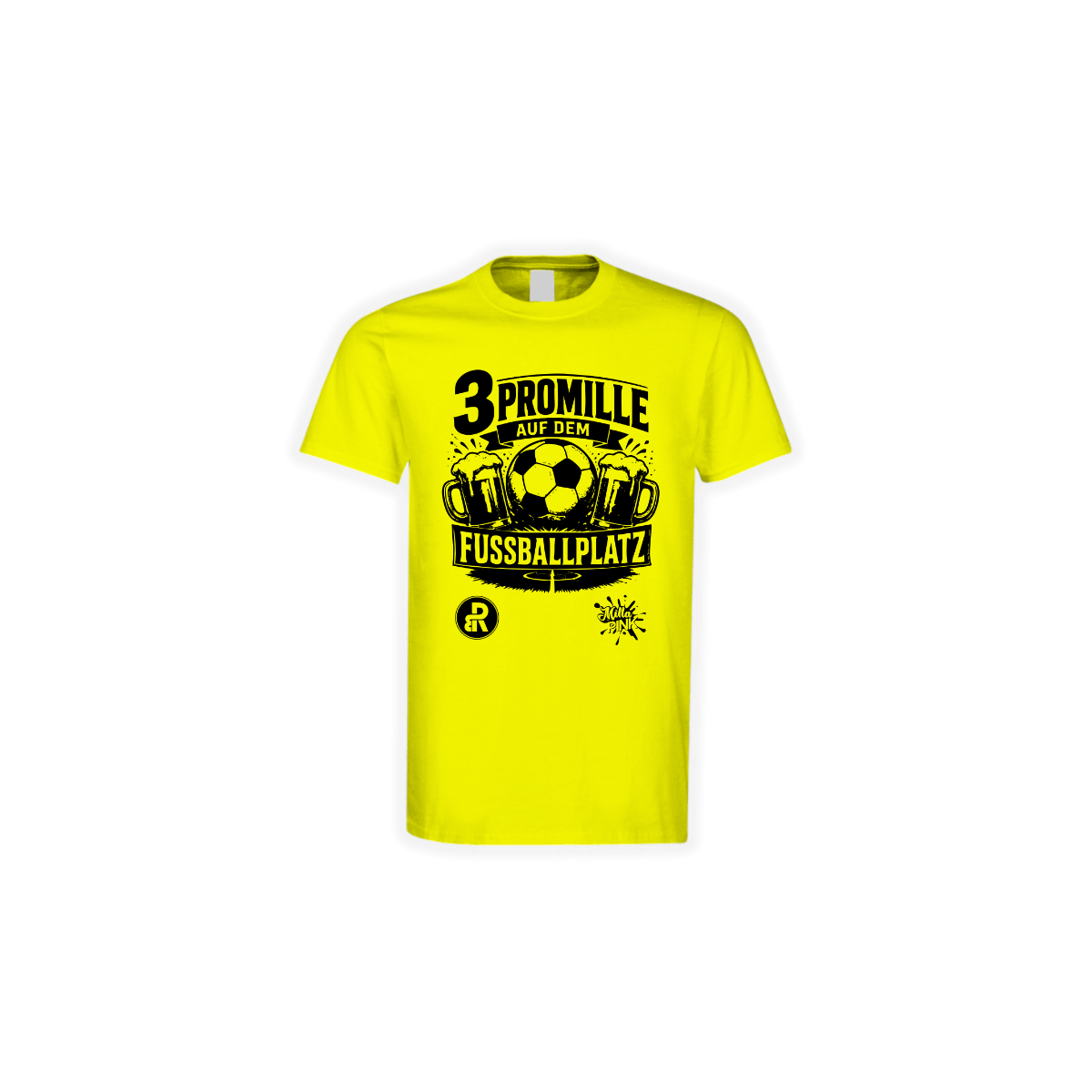 T-Shirt "3 PROMILLE AUF DEM FUSSBALLPLATZ" gelb