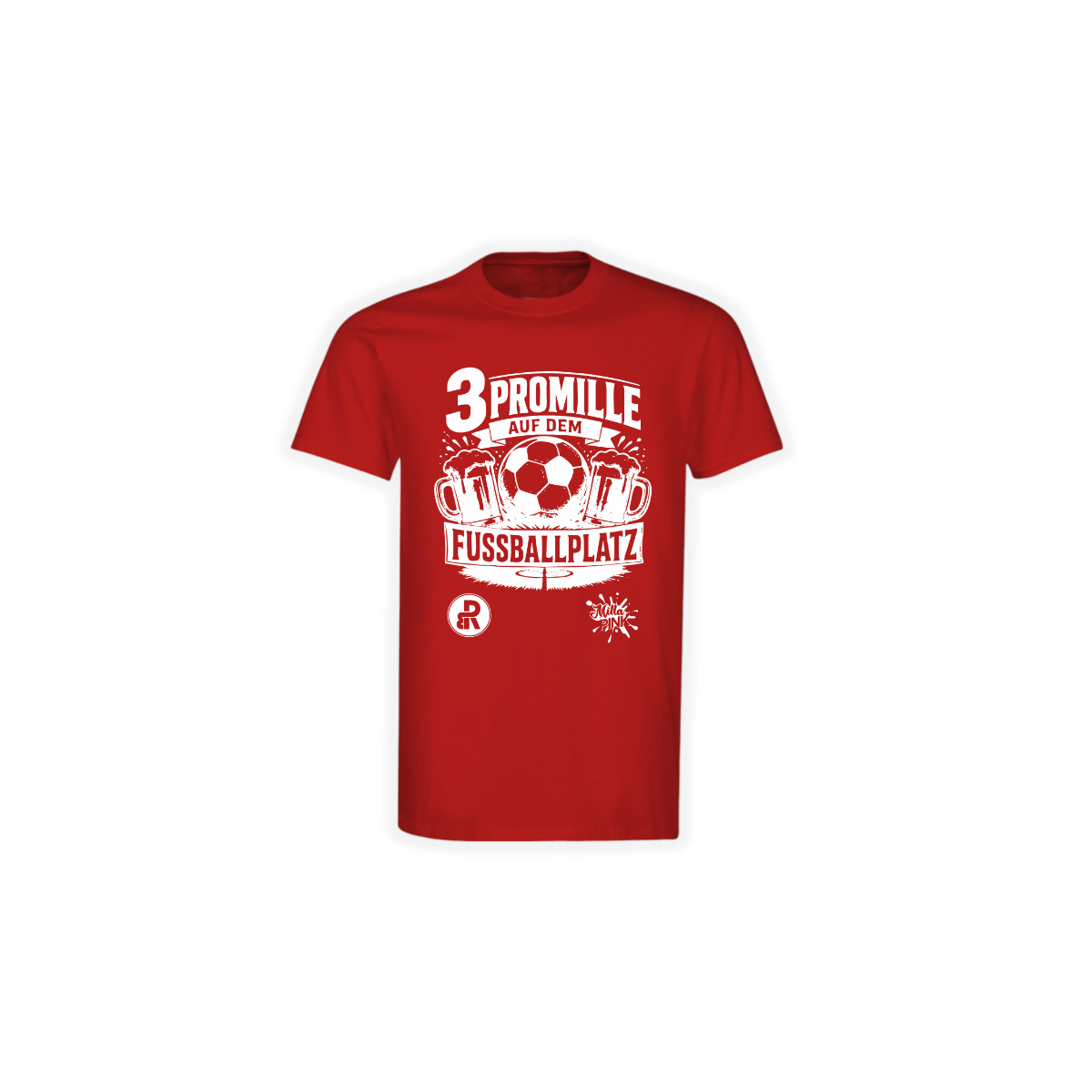 T-Shirt "3 PROMILLE AUF DEM FUSSBALLPLATZ" rot