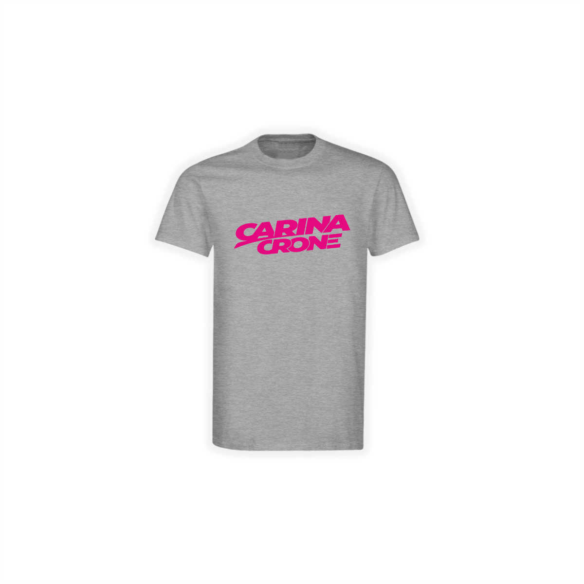 T-Shirt "CARINA CRONE Logo" grau, pinker Druck
