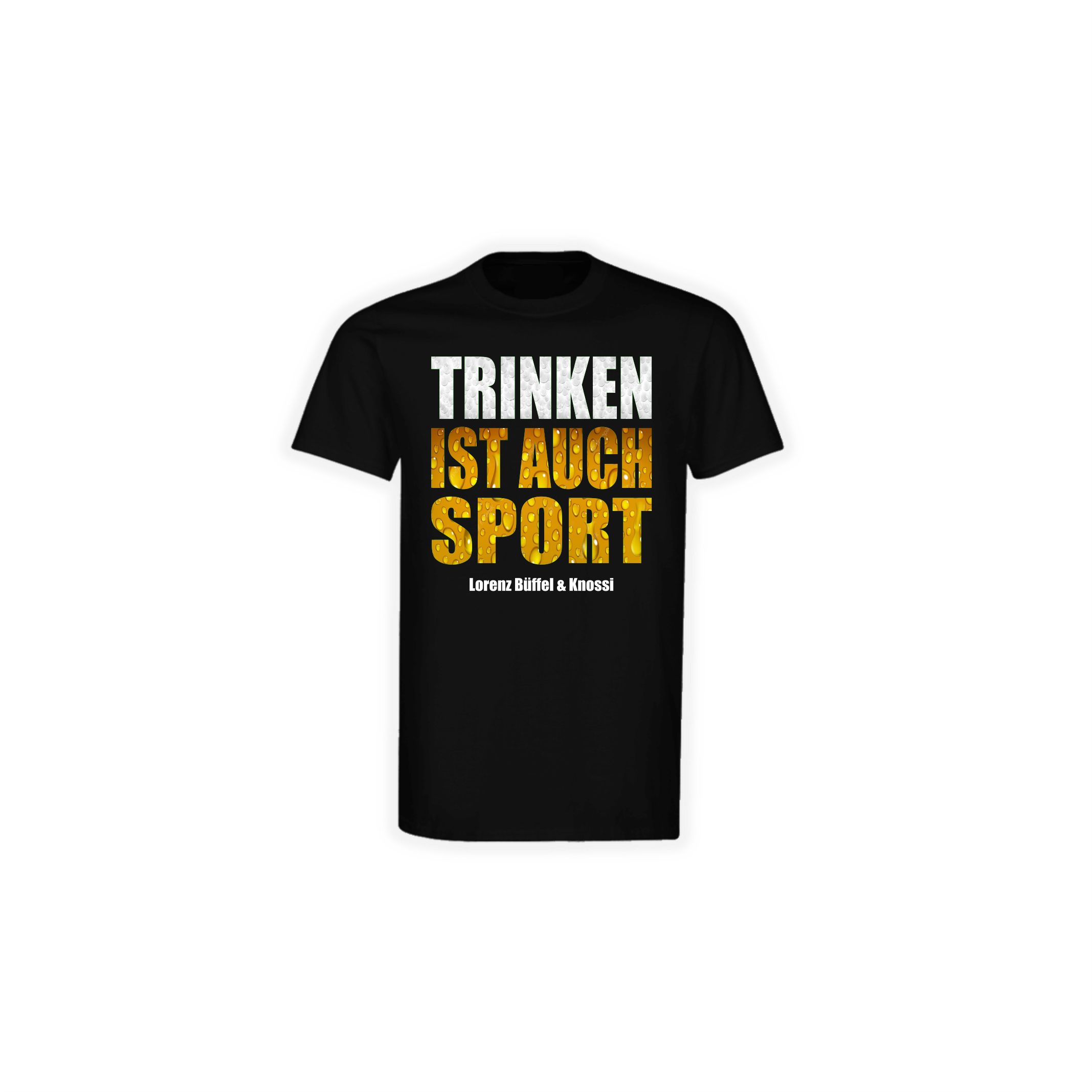 T-Shirt "TRINKEN IST AUCH SPORT" (bunt) schwarz