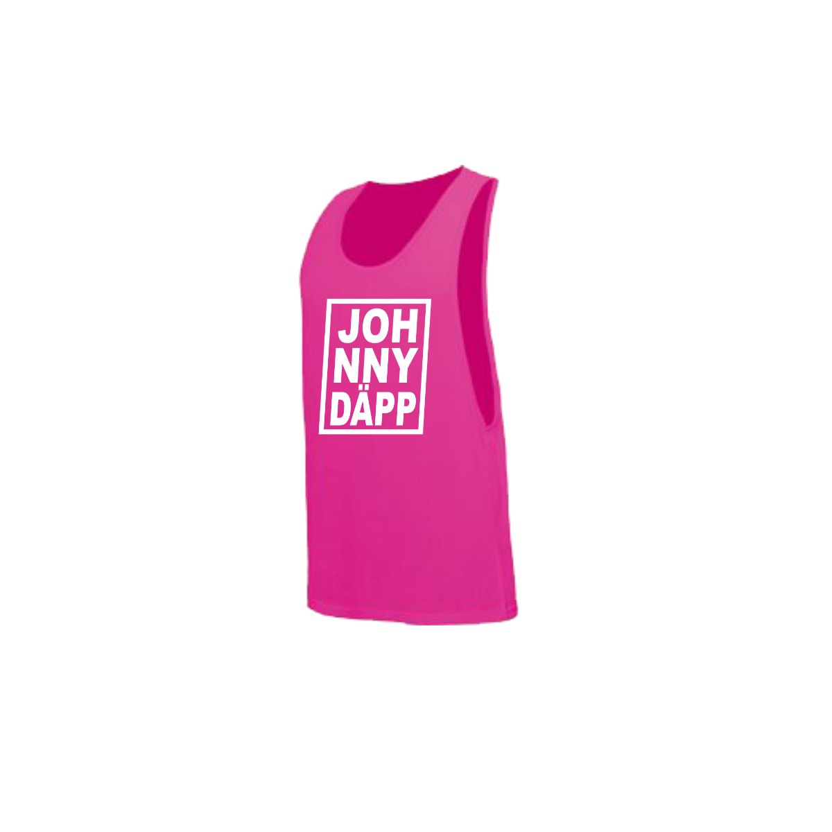 Tank-Top „JOH NNY DÄPP” Logo, neonpink
