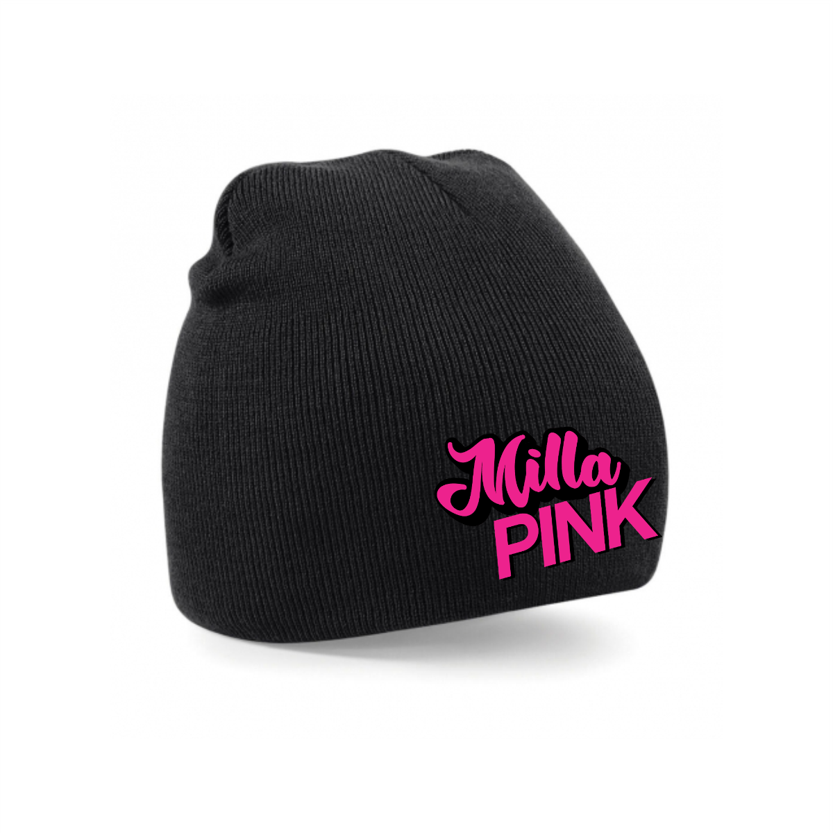 Beanie "MILLA PINK Logo" schwarz, bestickt