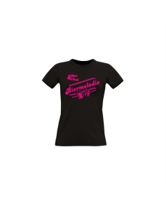 Girly-Shirt "BIERMELODIE" schwarz, neonpinker Druck