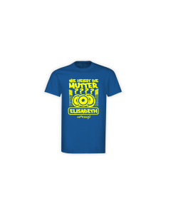 T-Shirt "WIE HEIßT DIE MUTTER?" blau